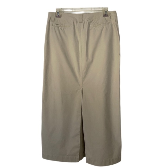 GAP Stretch Maxi Skirt Tan Back Slit Pockets Belt Loops Size 8 - Picture 2 of 10